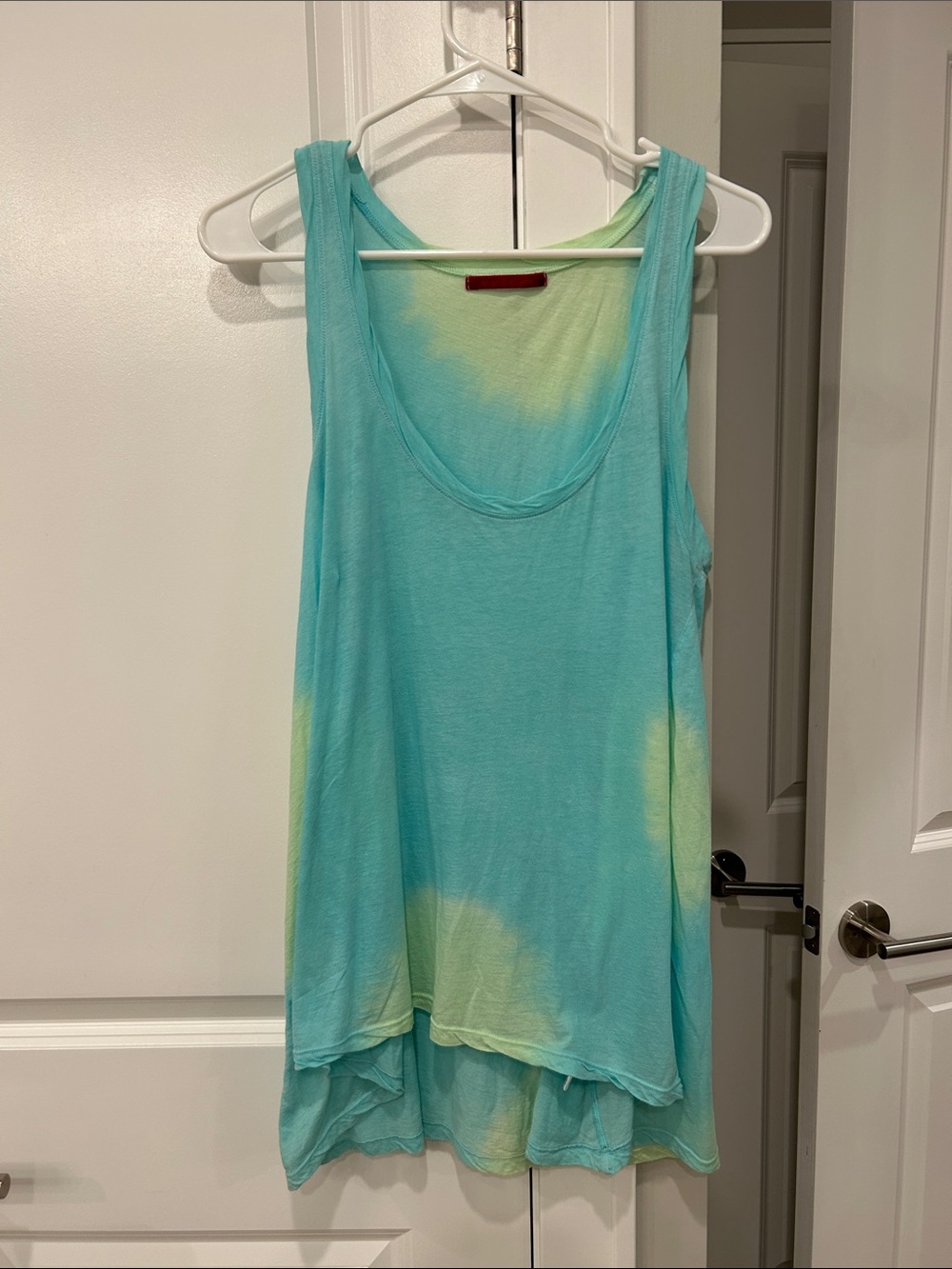Velvet Aqua and Yellow Tie-Dye Scoop Tank
